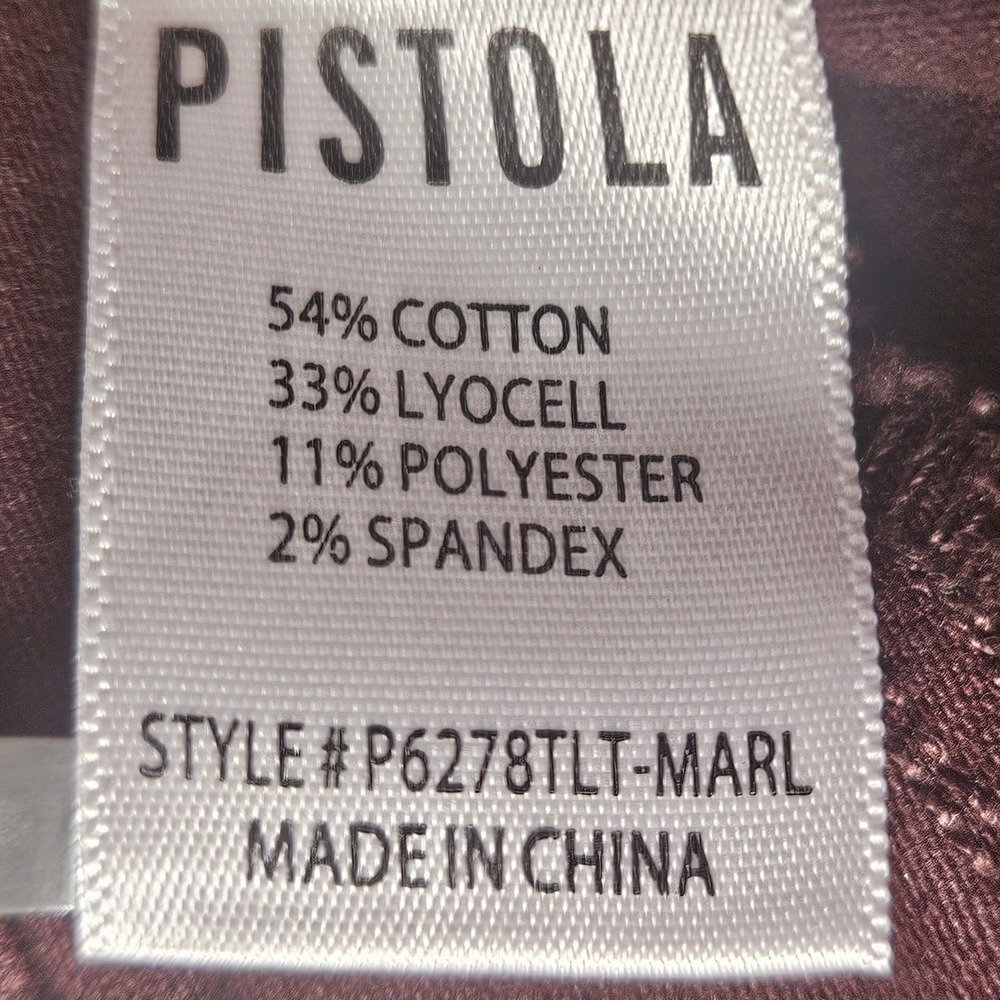 Pistola Pants Size 27 Maroon Skinny Stretchy Cargo Utility Moto Pockets Hannah - Picture 7 of 12